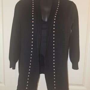 Madison Grey Black Cardigan with Silver Studs